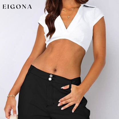 Collar Cropped Top White clothes crop top croptop MDML Ship From Overseas Shipping Delay 09/29/2023 - 10/02/2023 shirt shirts trend trendy