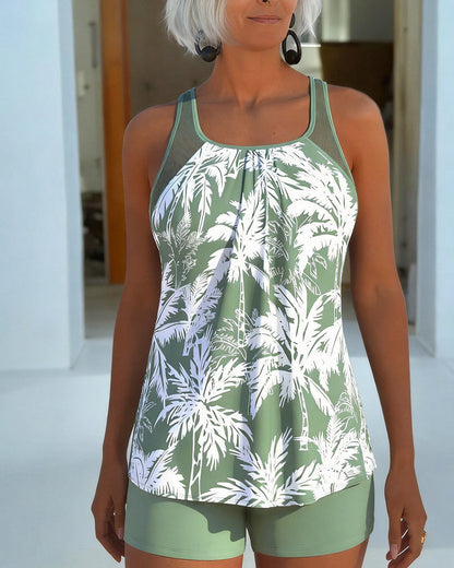 ShortsBotanical Print Tank Top Shorts Tankini