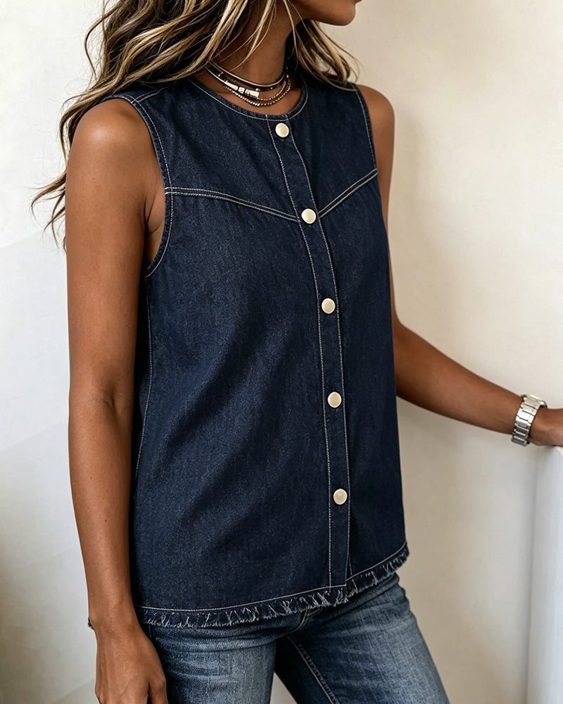 Round Neck Sleeveless Tank Top