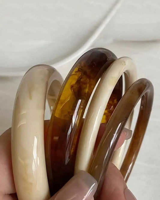 Vintage Resin Amber Acrylic Bangles Set 2024 f/w jewelry spring summer