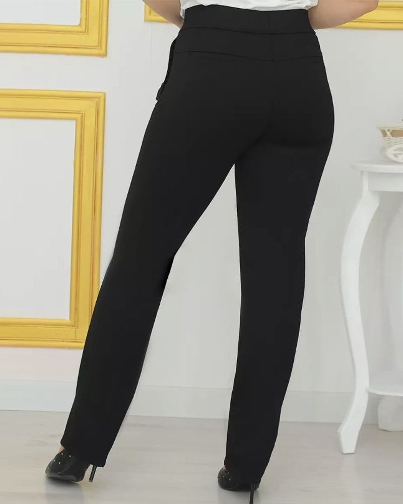 Simple solid color elastic pants 2024 f/w pants spring