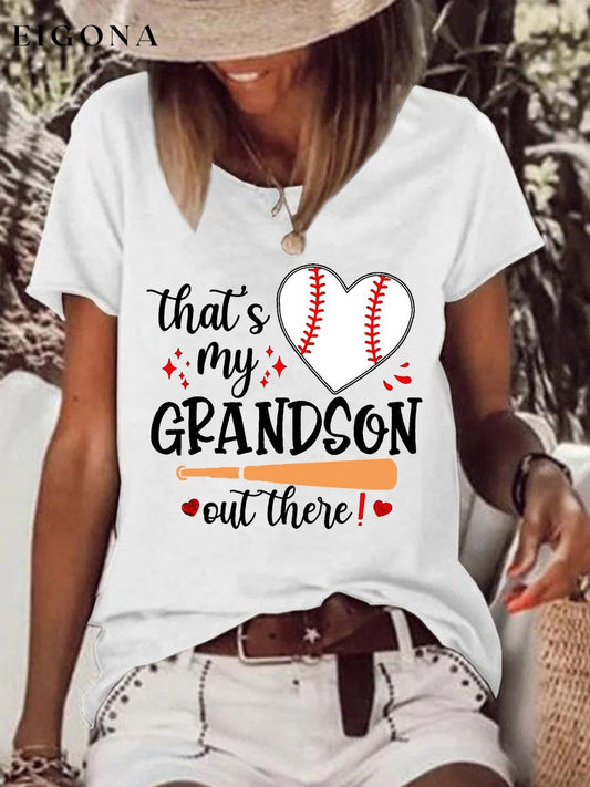 Women's That's My Grandson Out There Baseball Heart Tee ball print