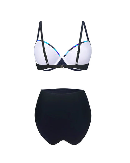 Rainbow Striped Color-Blocked Two-Piece Printed Bikini