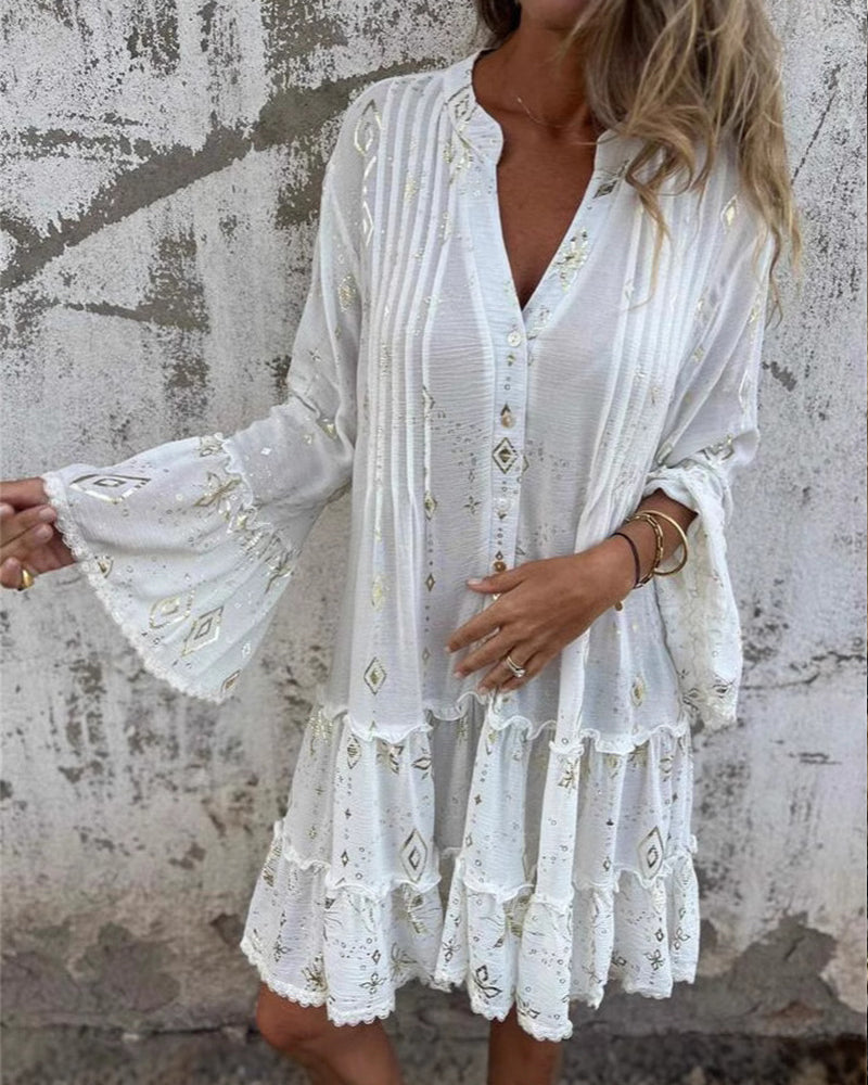 Lace Sleeve Hollow Out Oversized Dress