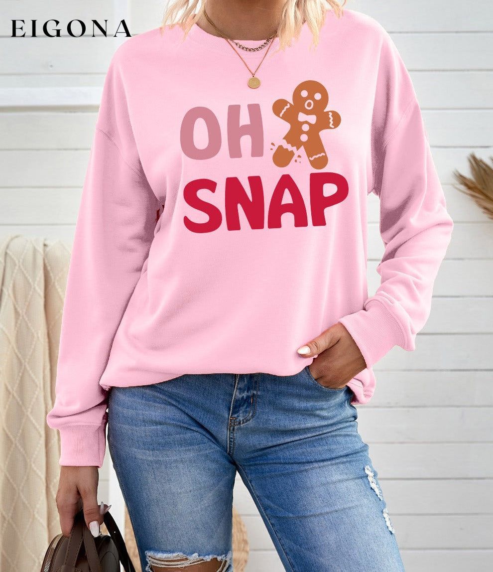 Pink OH SNAP Gingerbread Man Christmas Pullover Sweatshirt christmas sweater clothes Day Christmas EDM Monthly Recomend Print Letter Sweater sweaters Sweatshirt