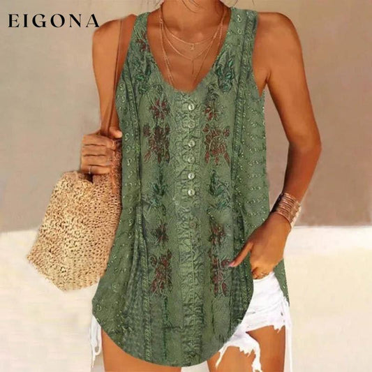 Casual Vintage Tank Top Green best Best Sellings clothes Plus Size Sale tops Topseller