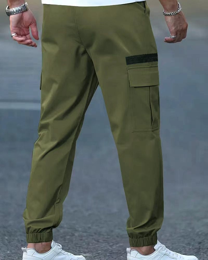 Men's Elastic Cuff Solid Color Relaxed Pant