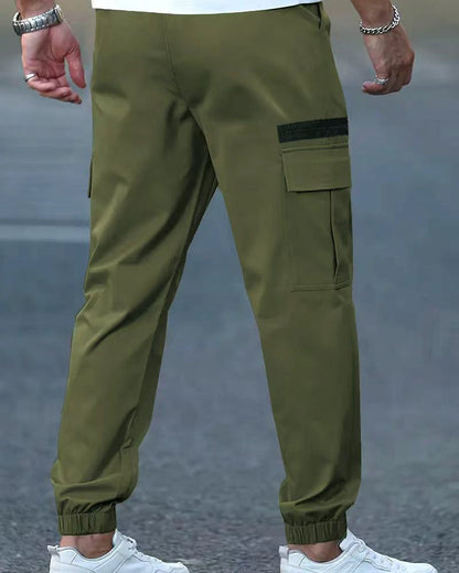 Men's Elastic Cuff Solid Color Relaxed Pant