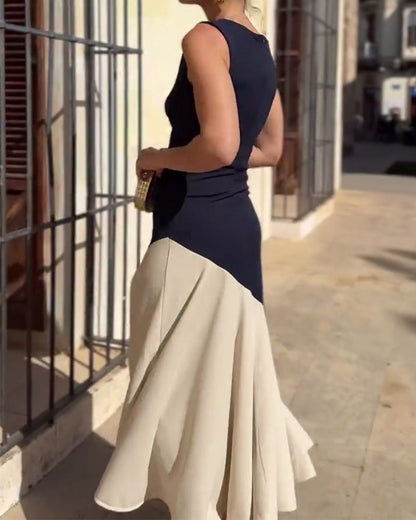Color-block Sleeveless Fashion Dress
