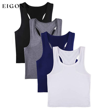 4-Pack: Women's Crop Sleeveless Racerback Tank Tops __stock:100 clothes refund_fee:1200 tops