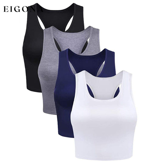 4-Pack: Women's Crop Sleeveless Racerback Tank Tops XL __stock:100 clothes refund_fee:1200 tops