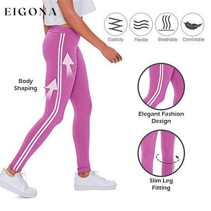 4-Pack: Women's Ultra-Soft Striped Yoga Leggings __stock:1000 bottoms refund_fee:1200