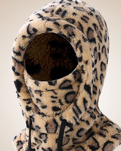 Leopard Print Warm Integrated Hat