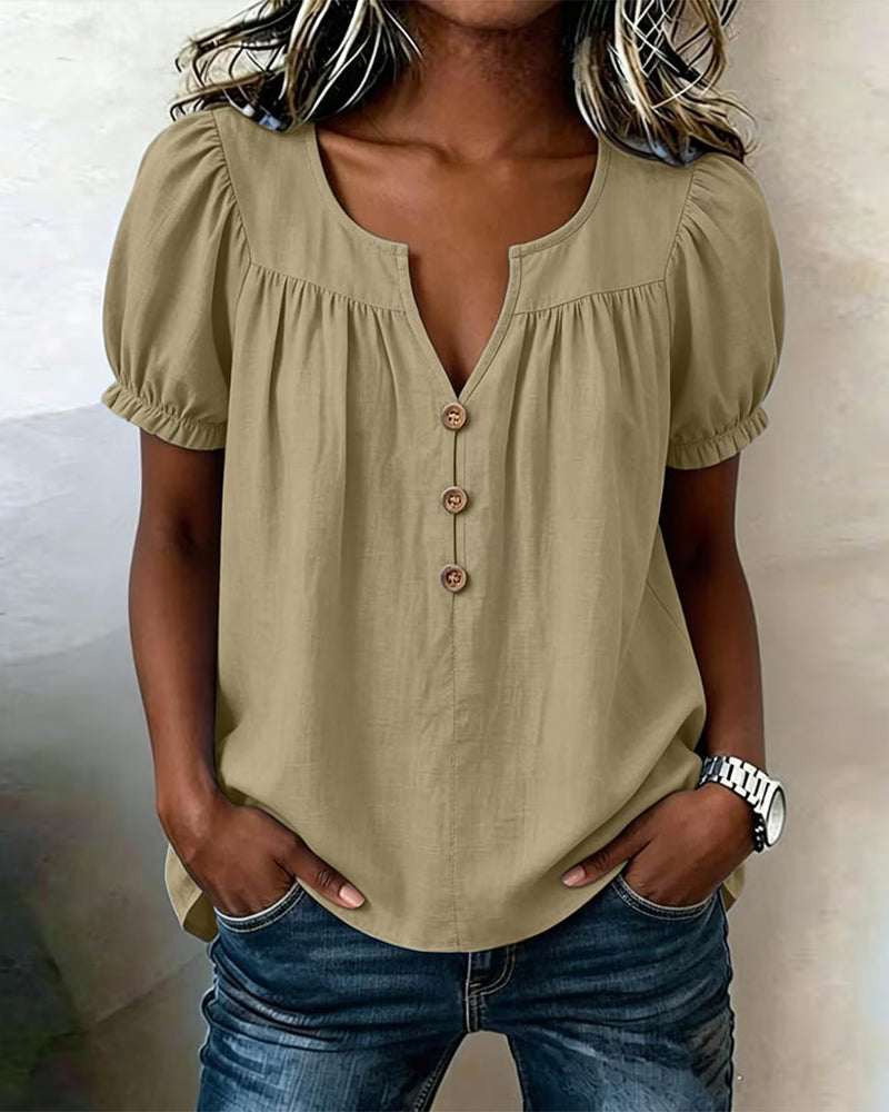 Puff Sleeve Button Down Blouse