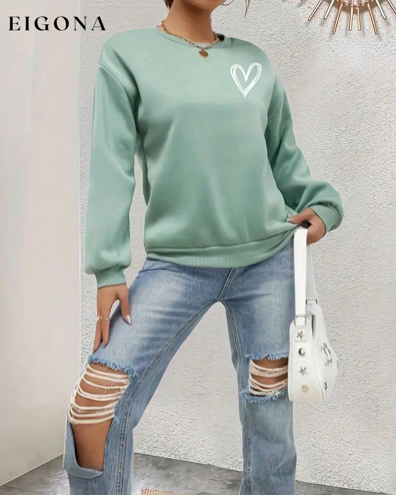 Solid Color Heart Print Sweatshirt 2023 f/w 23BF cardigans Clothes hoodies & sweatshirts spring Tops/Blouses