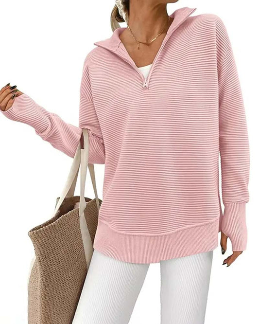 Collared Zipper Striped Long-Sleeve Sweatshirt 2025 f/w hoodies & sweatshirts spring