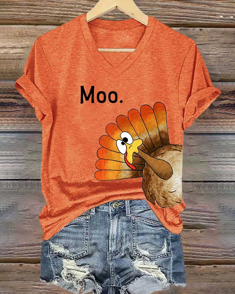 Women'S Thanksgiving Turkey Print T-Shirt 2024 f/w spring t-shirts thanksgiving