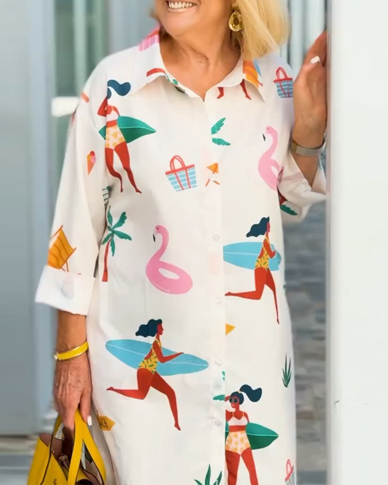 Abito con stampa grafica e revers