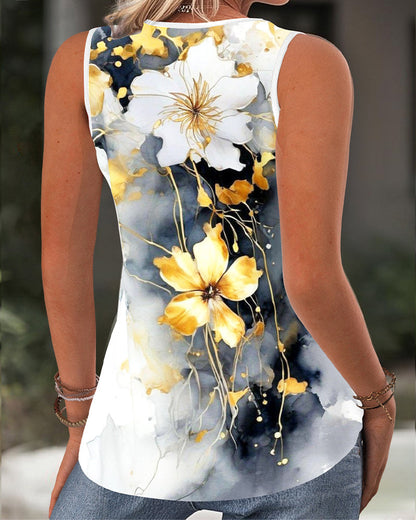 Canotta stampata con nodo incrociato senza maniche