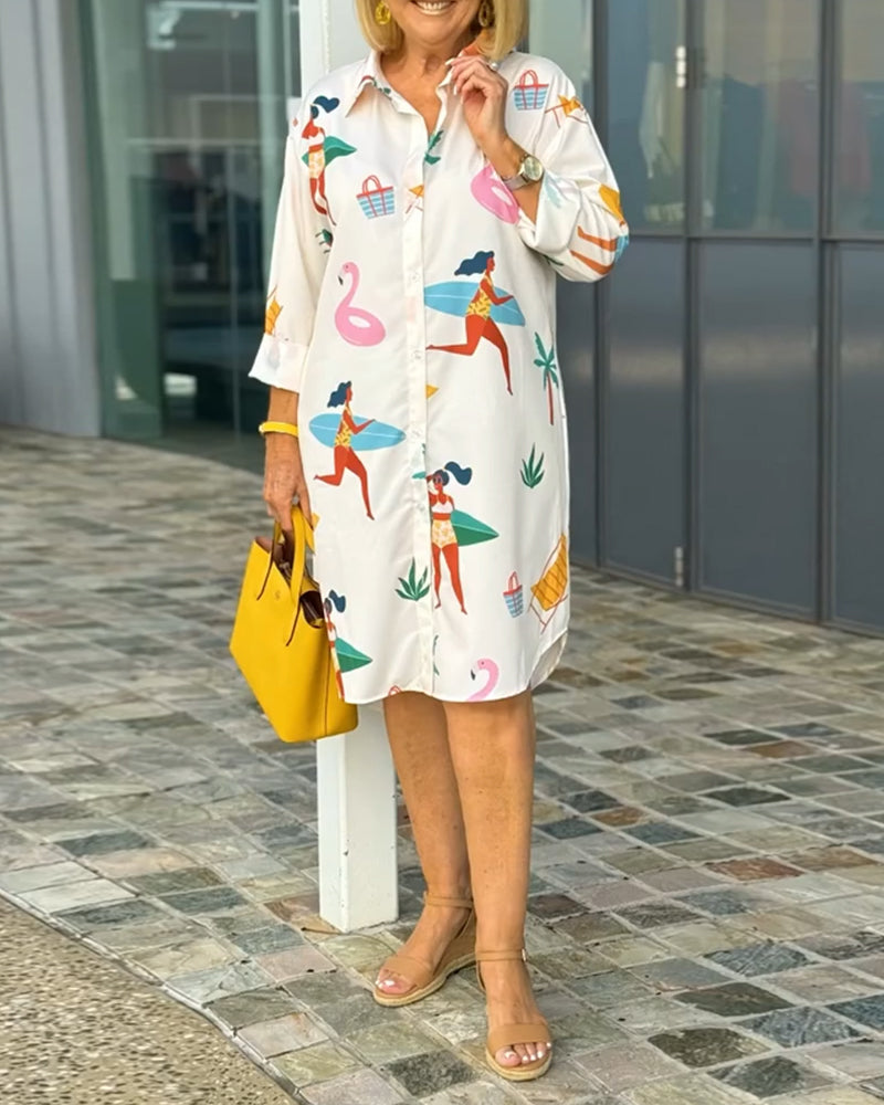 Abito con stampa grafica e revers