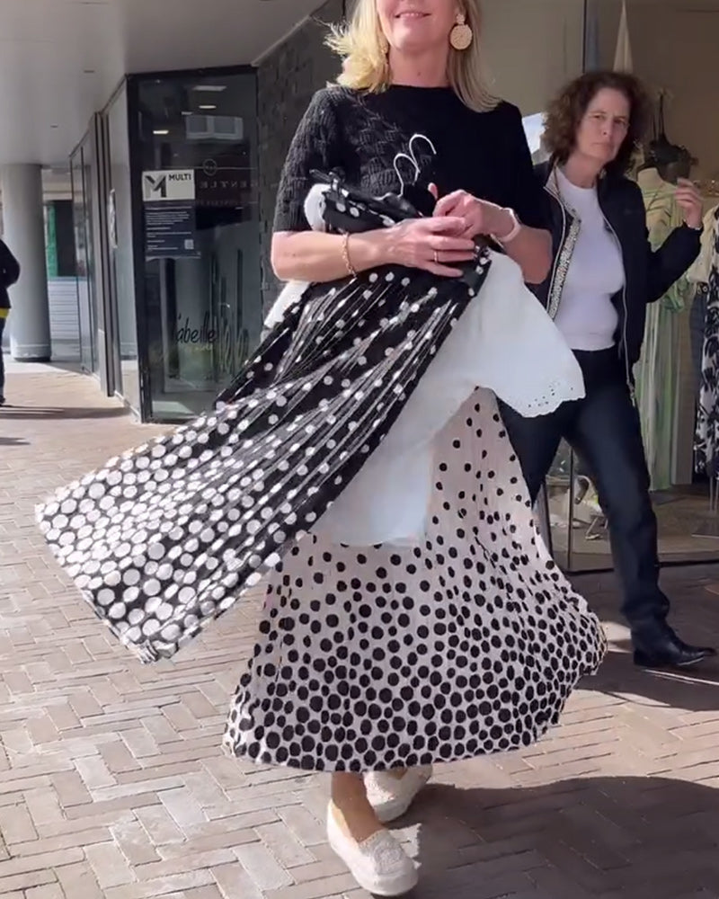 Elegant polka dot print pleated skirt 202466 skirts spring summer