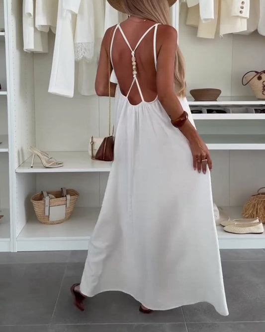 Backless Cami Vacation Maxi Dress