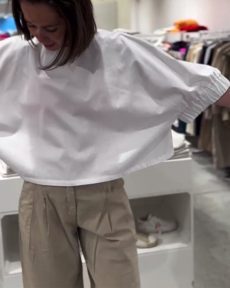 Batwing Sleeve Solid Color Loose Blouse