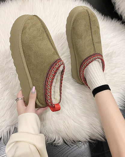 Casual solid color plus velvet warm flats 2024 f/w flats