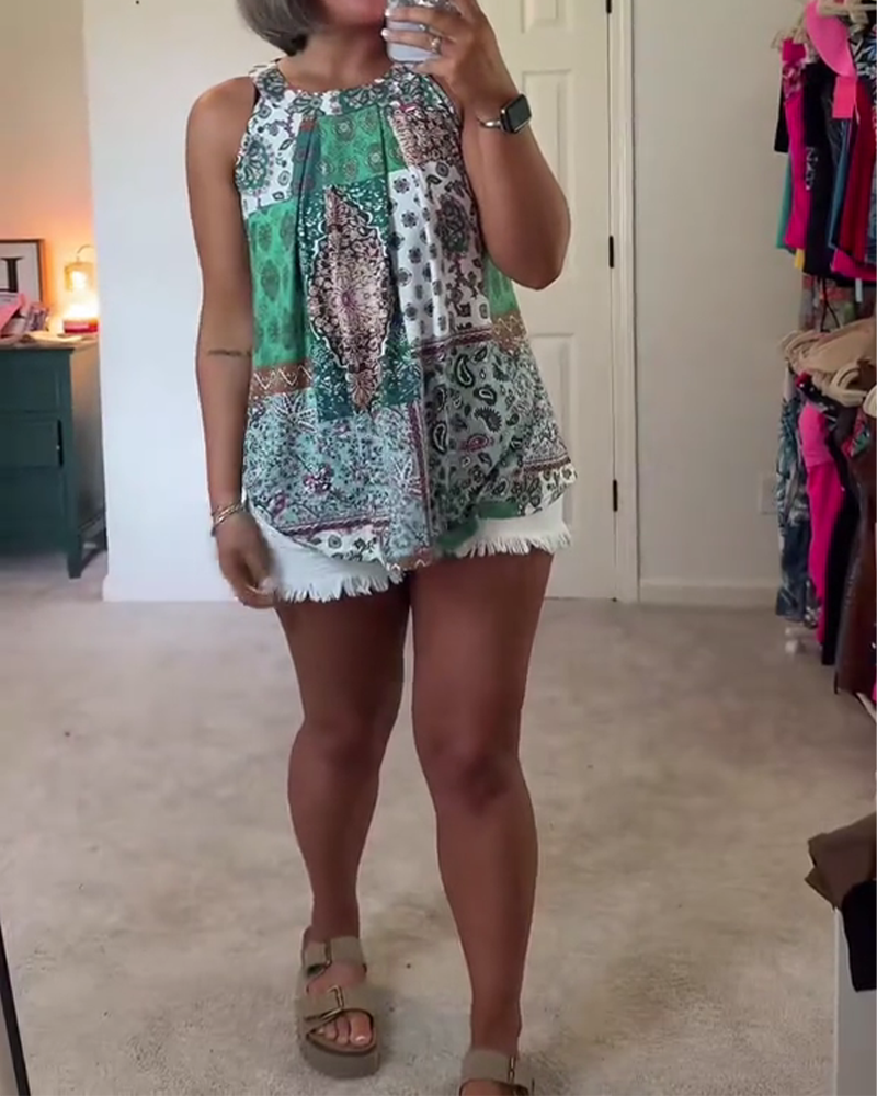 Sleeveless Printed Vest