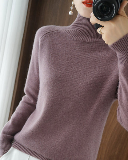 Simple solid color high collar long sleeve sweater 2024 f/w pullovers