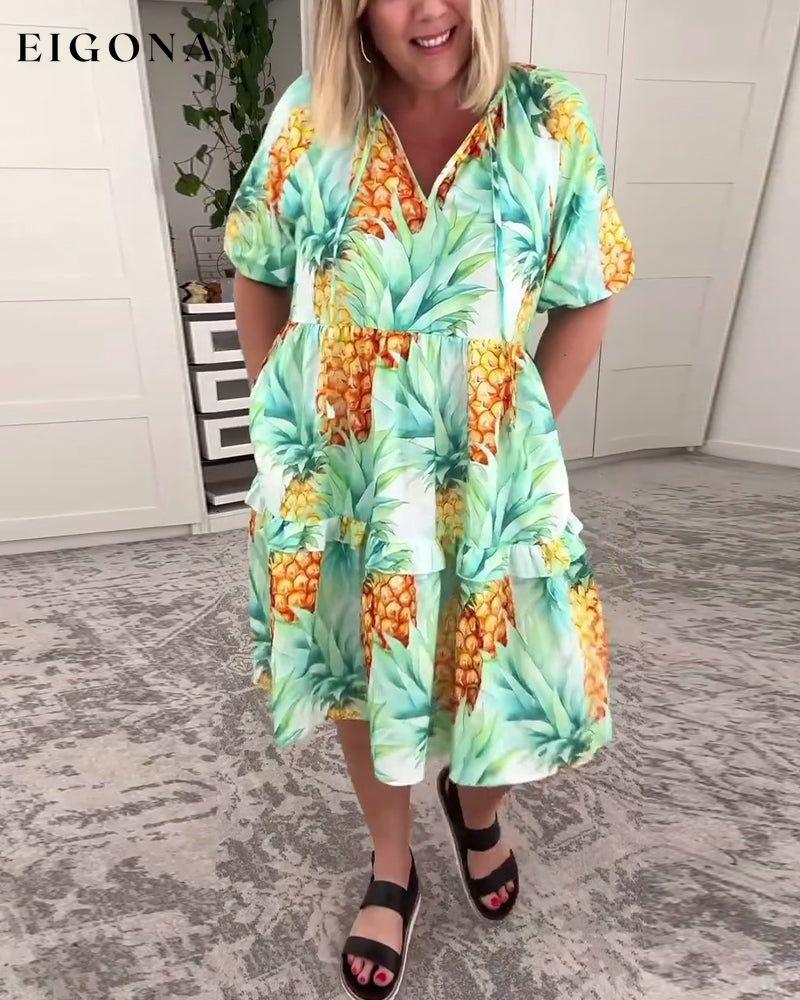 Casual ruffle print dress casual dresses Summer