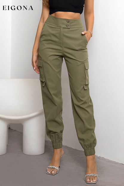 High Waist Cargo Pants Sage bottoms clothes pants Ringing-N Ship From Overseas Women's Bottoms
