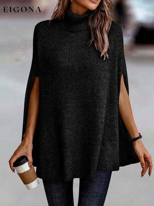 Turtleneck Dolman Sleeve Poncho Fashion Sweater Black clothes long sleeve Romantichut Ship From Overseas Shipping Delay 09/29/2023 - 10/04/2023 Sweater sweaters turtleneck