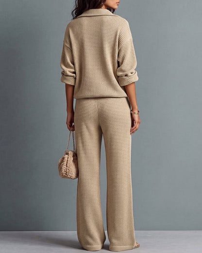 Waffle Half-Zip Pocket Set 2024 f/w two-piece sets