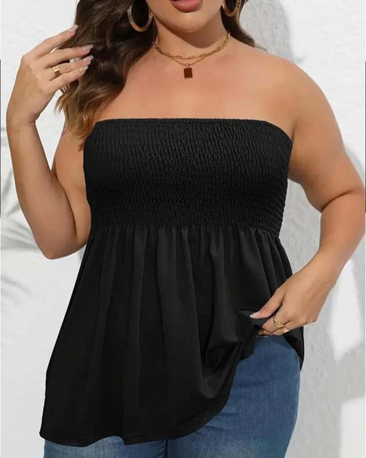 Elastic Strapless A-Line Top blouses & shirts spring summer
