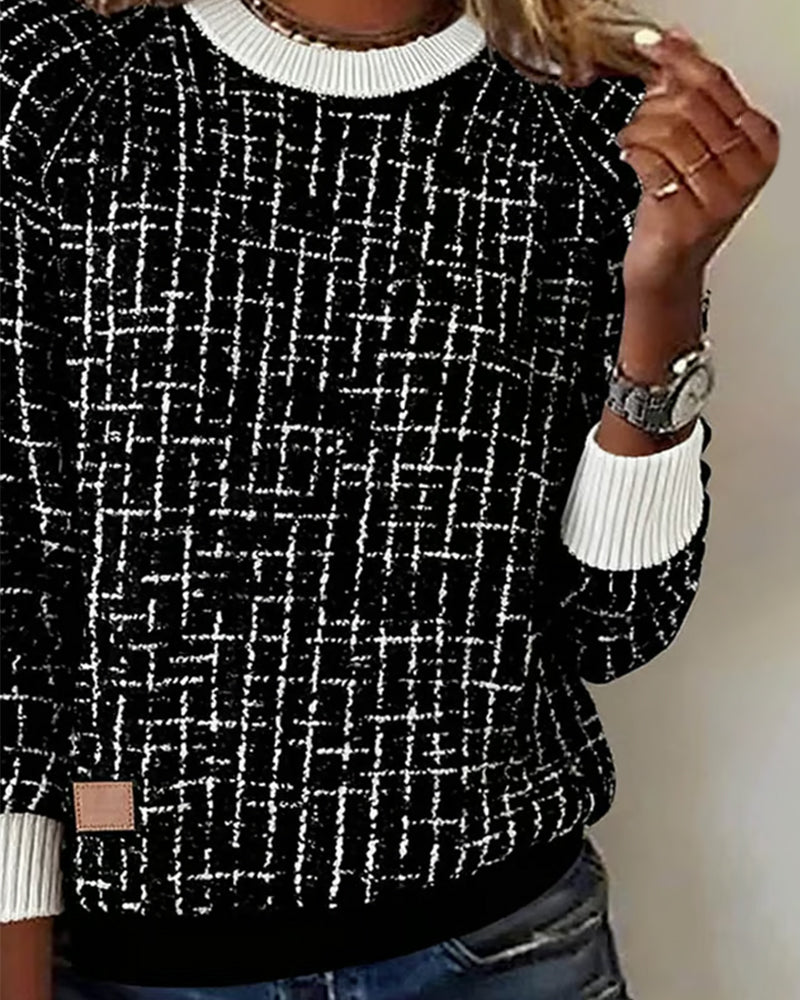 Casual Checkered Printed Sweatshirt