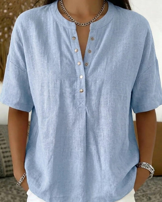Solid Color Casual Short Sleeve Blouse blouses & shirts spring summer
