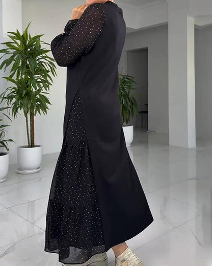 Faux Two-Piece Lace Ribbon Patchwork Dress