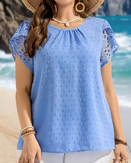 Round-Neck Puff-Sleeve Blouse