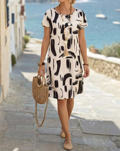 Straight Abstract Print Dress