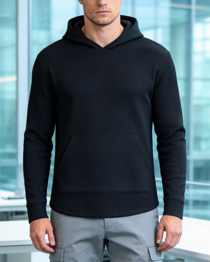 Hooded Waffle Knit Casual Sweatshirt