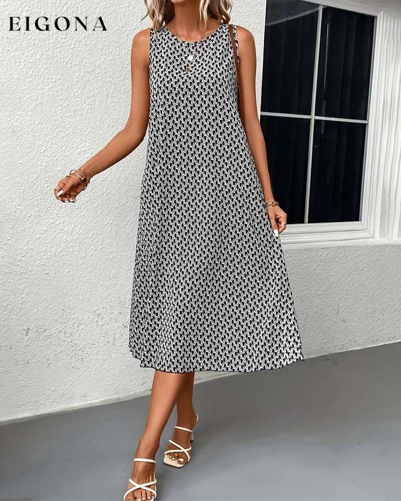 Printed round neck sleeveless elegant dress casual dresses summer