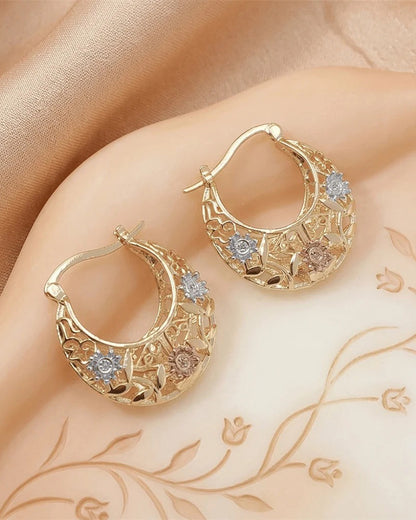 Vintage Flower Hoop Earrings