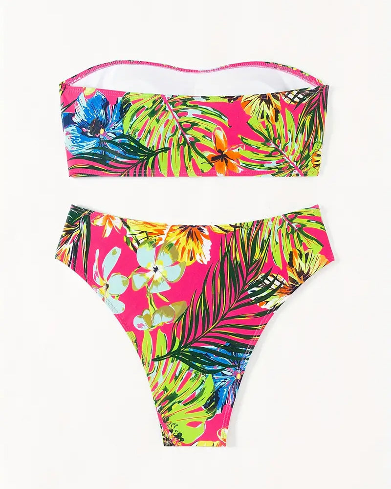 Printed Bandeau Sexy Two-Piece Bikini
