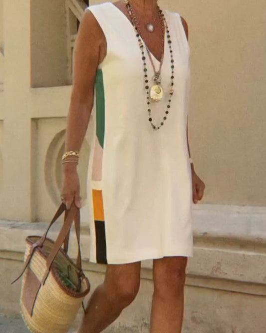 V-Neck Sleeveless Color-Block Dress casual dresses spring summer