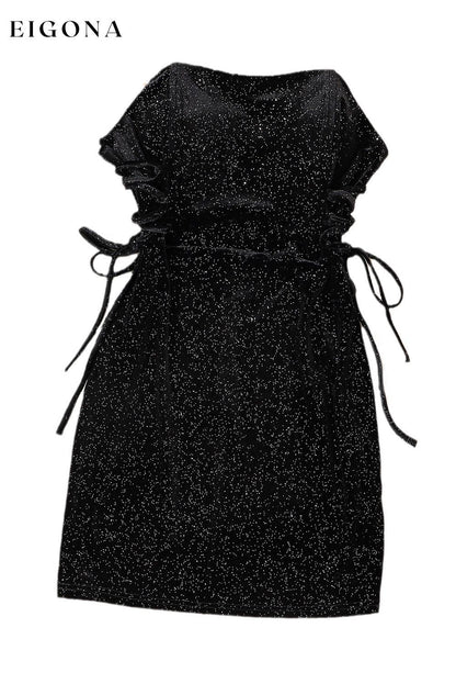 Black Velvet Sequin Lace-Up Tube Mini Dress All In Stock clothes Craft Sequin dress dresses Fabric Velvet formal dress formal dresses Occasion Night Out Print Solid Color Season Fall & Autumn short dresses Silhouette Bodycon Style Elegant