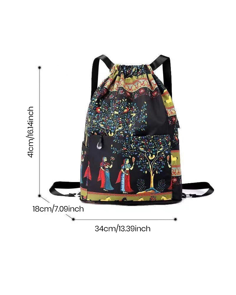 Ethnic style drawstring shoulder bag bags