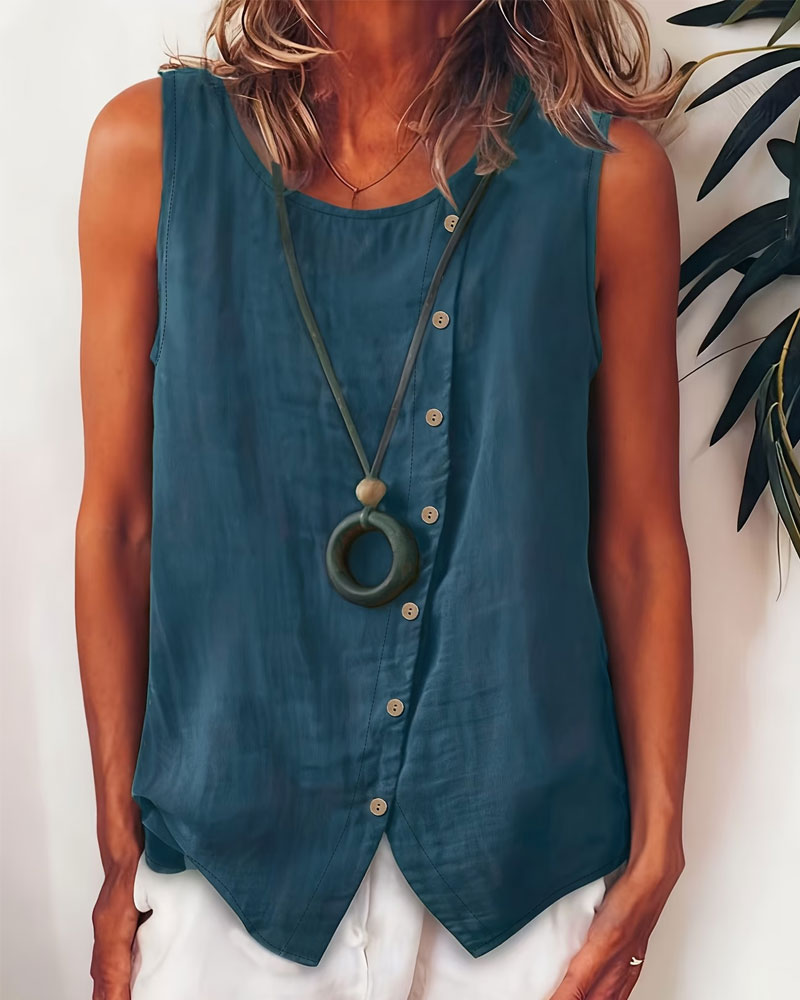 A Casual Button-Front Tank Top