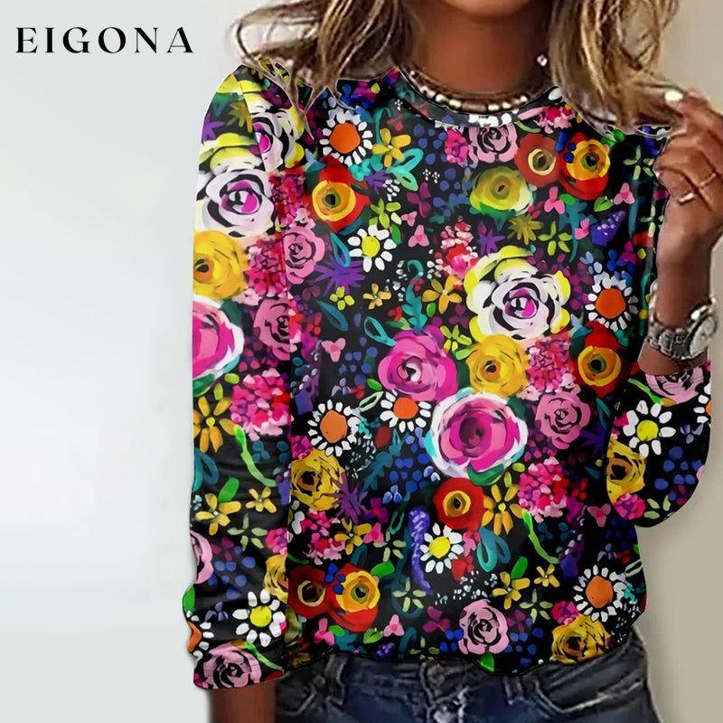 Colourful Floral Print T-Shirt best Best Sellings clothes Plus Size Sale tops Topseller