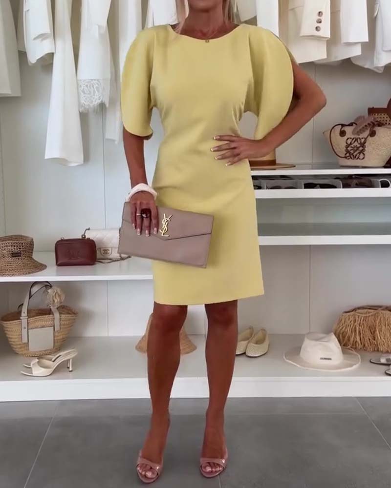 Split Sleeve Straight Slim Dress